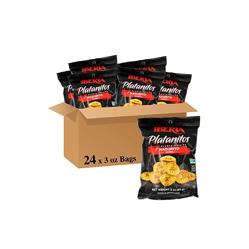 Iberia Naturally Sweet Plantain Chips, 3 oz (Pack of 24)