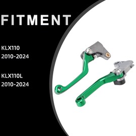 IUVWISN Motorcycle Brake Clutch Lever Pivot Levers Set Adjustable CNC for KLX 110 KLX110 KLX110L 2010-2024 Dirt Pit Bike Green