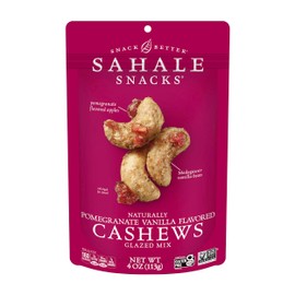 Sahale Snacks Pomegranate Vanilla Cashews, 4 oz Pouches (6 Packs) - Dry-Roasted Deluxe Mixed Nuts with Pomegranate Infused Apples & Madagascar Vanilla - Non-GMO, Kosher, & Certified Gluten-Free Snacks