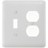 Amerelle Devon Single Toggle/Single Duplex Steel Wallplate in White
