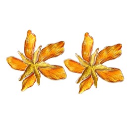 LIFKOME 1 Pair Enamel Flower Earrings for Women Cute Petal Design Lightweight Comfortable Aesthetic Drop Earrings for Everyday Wear Unique Floral Jewelry