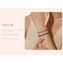 FANCIME March Birthstone Jewelry Aquamarine Bracelet Gold Tennis Bracelet Bolo Adjustable Chain Fine Jewelry Anniversary Birthday Gifts for Women Mom Wife Her, 4mm Width