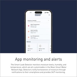 Moen Flo Smart Water Leak Detector, Drip or Flood Sensor Alarm for Home, 1-Pack, White, 920-004