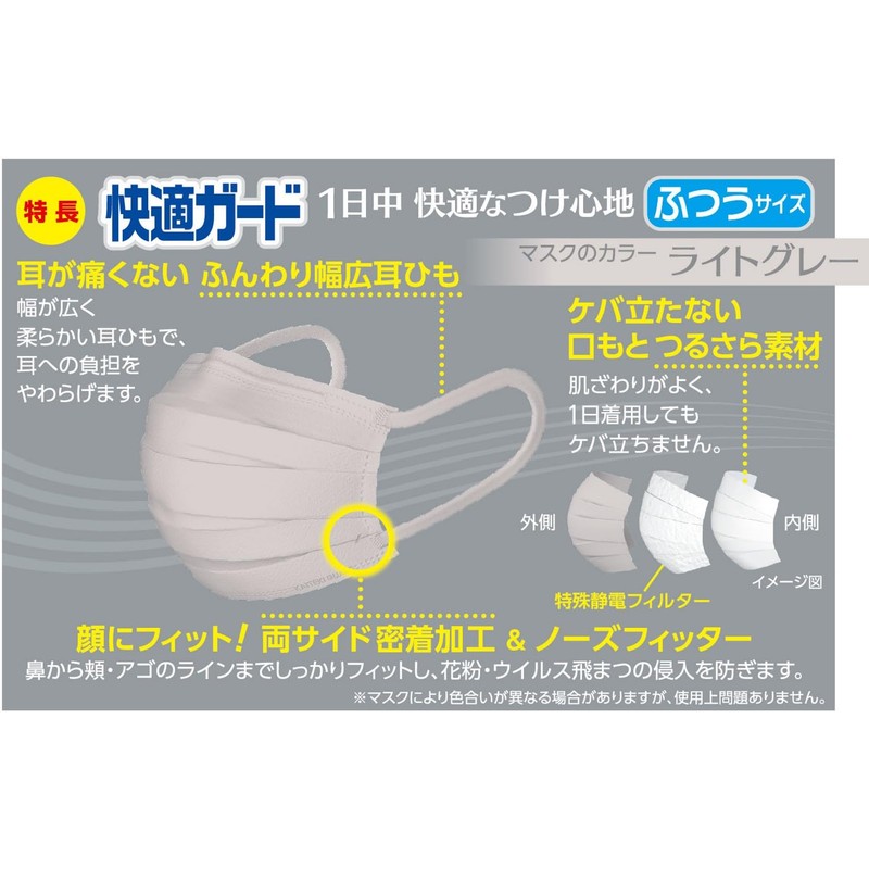 Comfort Guard White Earth Mask, Regular Size, Light Gray, 30