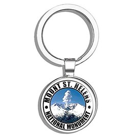 HJ Media Round Mount ST Helens National Monument (Travel rv Washington wa) Metal Round Metal Key Chain Keychain Ring