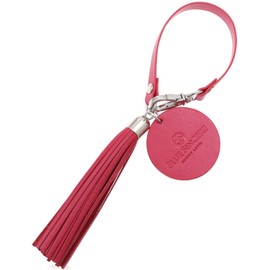 BLUE SINCERE KH2 Women's Blue Cynthia Tassel Charm Genuine Leather Key Chain with Tassel Shrink Leather Key Ring Key Charm, vivid pink
