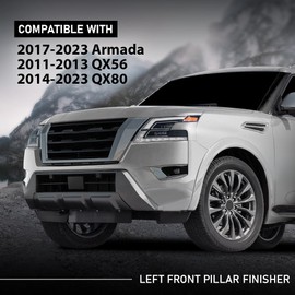 G-PLUS Front Pillar Finisher Windshield Trim Molding Left Driver Side Compatible with Nissan Armada 2017-2023/Fit Infiniti QX56 2011-2013/Fit Infiniti QX80 2014-2023 76837-1LA0A 768371LA0A 76837-6JR0A