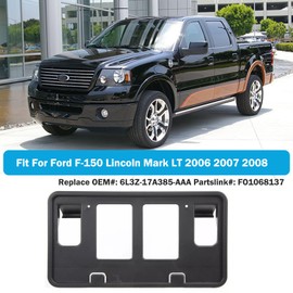 Front License Plate Frame for Ford F150 Lincoln Mark LT 2006 2007 2008 Front Bumper License Plate Holder Mounting Bracket Cover Replace # 6L3Z-17A385-AAA