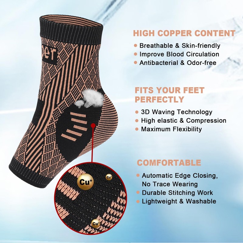 Vigorwise Ankle Brace, Copper Infused Ankle Support Compression Socks, Ankle