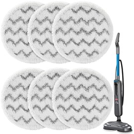 iSingo 6 Pack 3897A / 3712 Rotating Steam Mop Pads Replacement for Bissell SpinWave SmartSteam Scrubbing Steam Mop Cleaner 【Models 3897A/3712 ONLY】, Washable Reuseable Refill Pads
