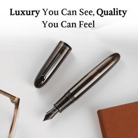 Clarity Transparent Fountain Pen Set – Available in 3 Nib Sizes and 4 Colors, Includes Ink Converter, Elegant Gift Box, – Premium Quality Writing Instrument, 1 Year International Warranty