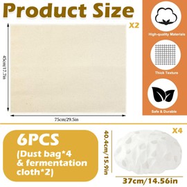 YanBous 4 Fermentation Films & 2 Baker's Lines, High-Quality Baking Accessories, Tear-Resistant Covers and Natural Dough Cloths, Basic Equipment for Families, Bakers and Beginners - Proofing Basket,