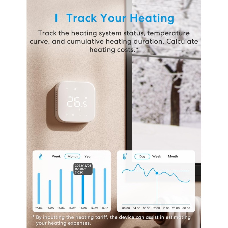 Meross Smart Thermostat for Electric Underfloor Heating, WiFi Room Thermostat