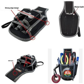 Zmart 9 Pocket LTD Back Waist Bag Tools Cosmetic Tools Bag Nail Bag Pliers Screwdriver Tape Measure Holder 600d Nylon Tool Bag, Calculator, Waist Pocket Belt Pouch