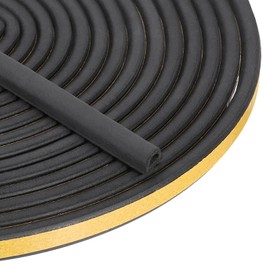 PATIKIL 20 ft D Shape Rubber Seal Strip, Self-Adhesive EPDM Rubber Door Weather Stripping for Boat, RV, Auto, Truck, Marine, Garage Doors/Window, W: 1/3", H: 1/4", Black/Yellow