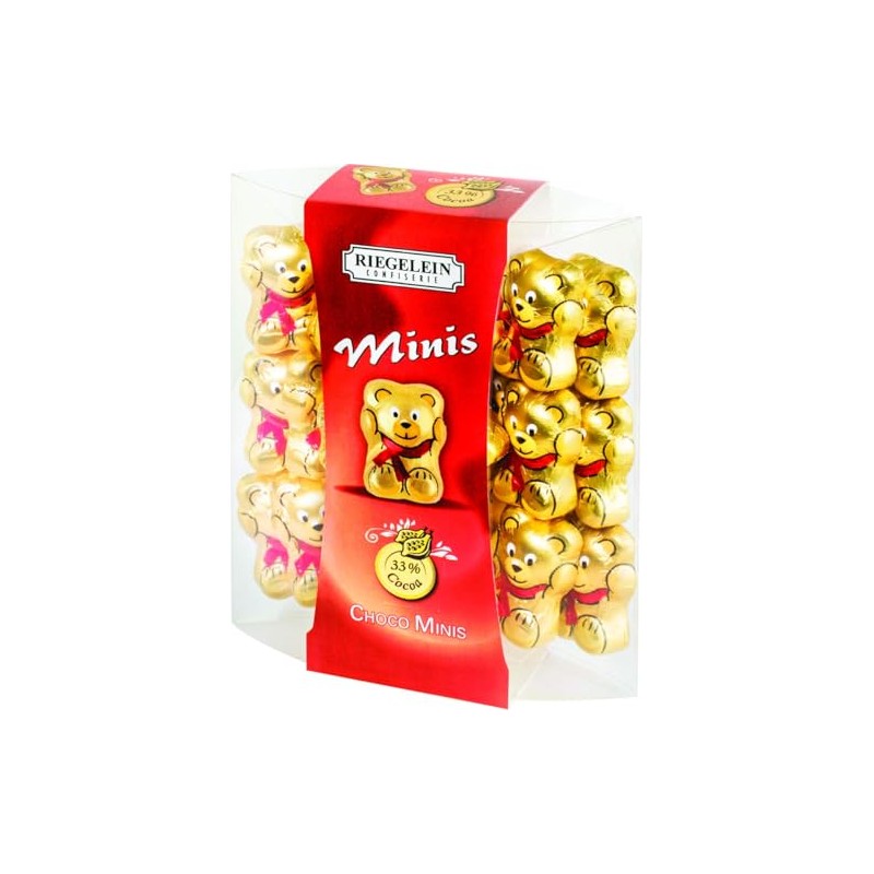 Riegelein Mini Solid Gold Bears 33% Milk Chocolate Holiday Stocking