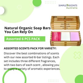 Simple Scents Australia Assorted 6 PCS Natural Soap Bars, Assorted Coastal Woods, 3.5oz Each Moisturizing French Triple Milled Soap Bars Enriched with Shea Butter, Pure Plant Oil Body Soap