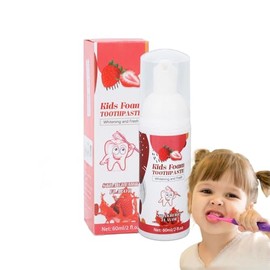 Pasta de Dientes en Espuma para Niños - 60 Ml Blanqueamiento Rico en Calcio, Aliento Fresco, Sabor a Fresa