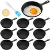 Remerry 10 Sets 4 Inches Cast Iron Skillets Mini Black