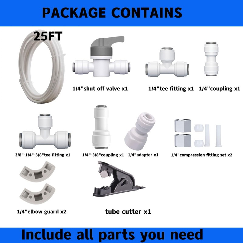 Refrigerator Water Line Kit Connection and 1/4 Compression Ice Maker
