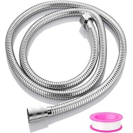 Shower Hose, 2m Stainless Steel Long Shower Pipe, Replacement Shower Tube, High Pressure Resistance, Anti-Kink and Leak-Proof with 2 Washers, Chrome Universal G 1/2 Connection