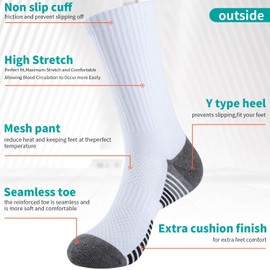 Lapulas Mens Socks 6 Pairs Thermal Sports Cotton Breathable Thick Cushioned Crew Socks Outdoor Running for Men Women