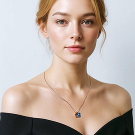 Desnuage Sterling Silver Aquamarine Pendant Necklace for Women - March Birthstone Jewelry with Cubic Zirconia, Blue Gemstone Necklace Gift