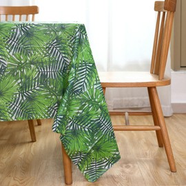 2 Pack Hawaiian Luau Tablecloths, PILZUME 54x 108 Inch Tropical Leaves Tablecloths Disposable Plastic Rectangular Table Covers for Summer Beach Dining Birthday Cocktail Pool Tropical Party Supplies
