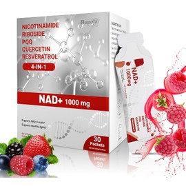 Suplemento de NAD de 1000 mg en sobres líquidos - Suplementos de NAD para mujeres y hombres con nicotinamida ribósido, resveratrol, PQQ, quercetina - Suplemento NMNH Alte