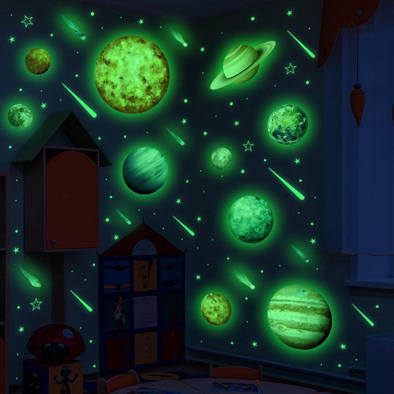 Evergreen Goods Glow in the Dark Solar System Stickers, Bright