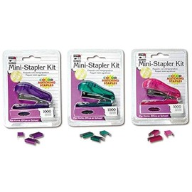 Charles Leonard, Inc Mini Staplers 6 Pack - 1,000 Staples each, Colors Vary