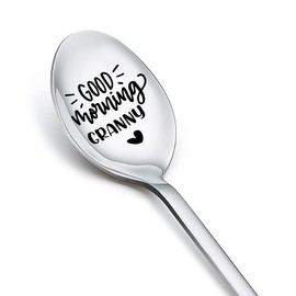 Good Morning Granny Spoons Gifts for Grandma Nana Mothers Day Birthday Gift for Grandmother Granny Tea Coffee Spoon for Grandma Nanny Engraved Ice_ Cream Spoons Best Grandma Ever Gifts for Women