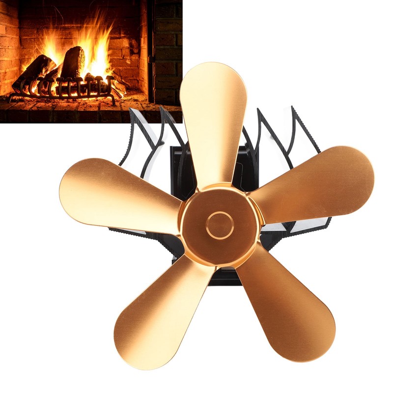 Wall Mounted Fireplace Fan 5 Blade Heat Powered Wood Stove