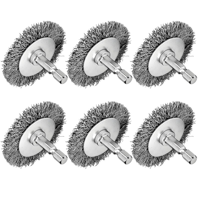 6 Pieces 3 Inch Wire Brushes for Drill, Abrasive Wire