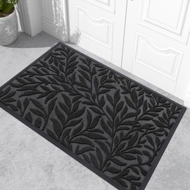 Smiry Smiry Front Door Mat Indoor Outdoor Entrance, Heavy Duty Natural Rubber, Trap Dirt and Moisture, Non-Slip Doormats, Low Profile, Easy Clean Patio Porch Entryway Mat, 47x32, Black