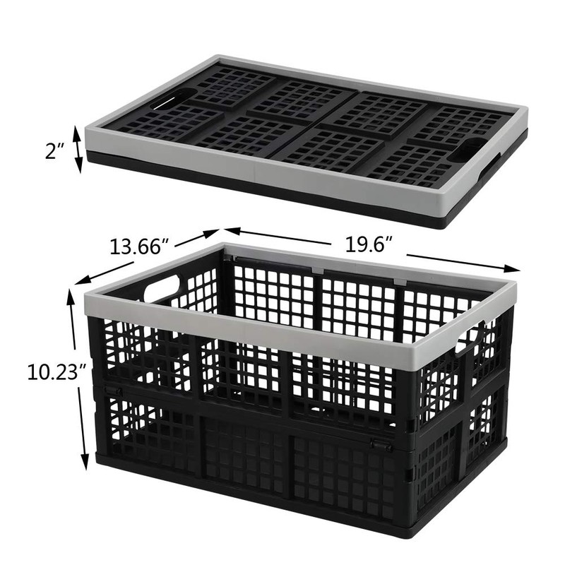 Asking 4-Pack 42 L Stackable Collapsible Crate, Plastic Folding Storage