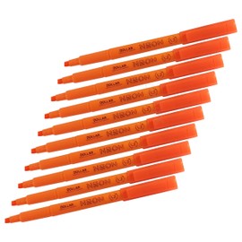 Pen-S Fluorescent Highlighter Pens, ORANGE, Chisel Tip, 1-4mm Lines, Pack of 10, Multipack, Quick Dry, School Office Home Highlighters, iVAIDEX Black Ball Pen