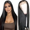 Hxxcoup Human Hair Wig Straight Natural Black 13x4 Lace Front