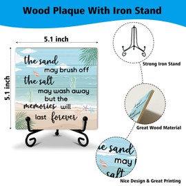 Beach Wooden Sign Desk Decor Wood Plaque with Support Stand, Coastal Decor Beach Summer Decorations for Home Office Porch Beachy Room Shelf Desk Accessories, Summer Vacation Gifts for Women -13