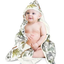 Dormlony Organic Cotton Baby Bath Towel with Ultra Soft Muslin and Absorbent Flannel Lining Hooded Baby Towel, Breathable, and Perfect for Boys and Girls, (30x30 inches, Rainbow Pattern)