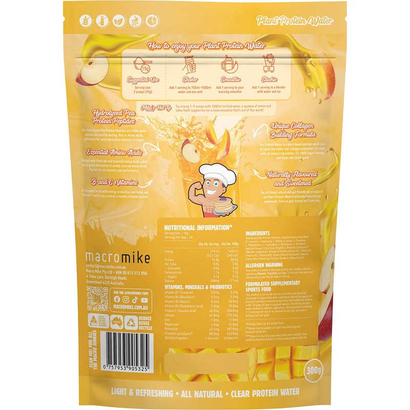 MACRO MIKE Plant Protein Water Apple & Mango 300g
