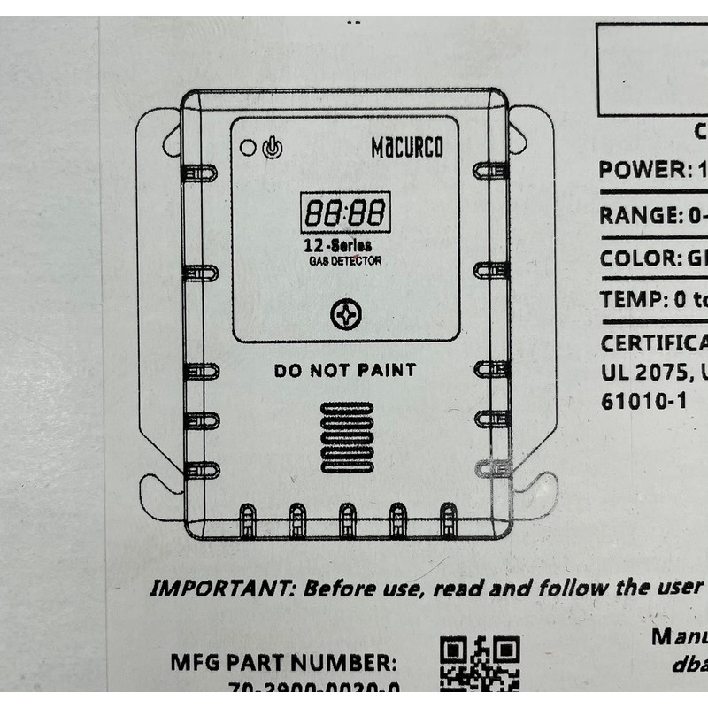 Macurco CM-6-CH CM-6 / CM-12 Carbon Monoxide CO Calibration Hood