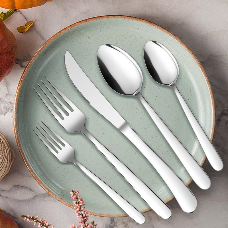 20-Piece Heavy Duty Silverware Set, HaWare Stainless Steel Solid Flatware