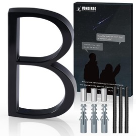 5 Inch Floating House Number B, VONDERSO Black Metal Modern Outdoor Address Sign for Yard Street and Mailbox, Zinc Alloy Solid Address Numbers and Letters with Exquisite Drawing Process