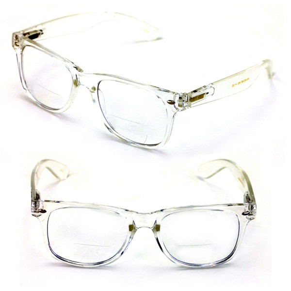 2 Pairs of Comfortable Classic Retro Reading Glasses - Bifocals