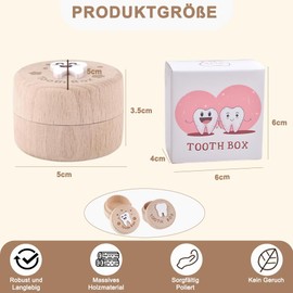 QUNXON Wooden Milk Tooth Box, Pack of 2 Tooth Box Milk Teeth Boys with 3D Milk Teeth Pattern, Tooth Box Milk Teeth Girls with Colourful, Tooth Box for Milk Teeth Boy, Christening Gifts Boys Girls