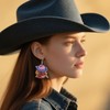 Pink Cowboy Cowgirl Hat Boots Earrings for Women Double-sided Wood
