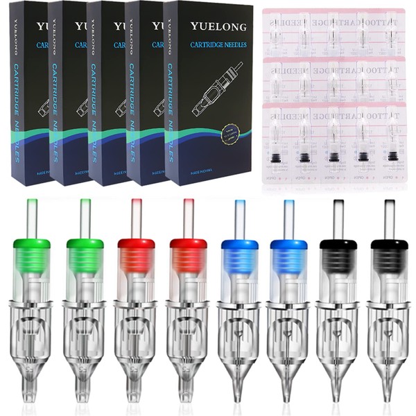 Tattoo Cartridge Needles - Yuelong 100PCS Assorted Tattoo Needle Cartridges with Membrane Standard Round Liner Shader Magnum 3rl 5rl 7rl 9rl 3rs 5rs 7rs 9rs 7m1 9m1 for Tattoo Artists