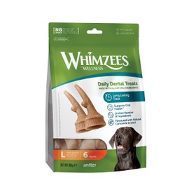 WHIMZEES Antler, Occupying Dental Treat with Calming Effects for Large Dogs (18-27kg), All-Natural, Grain-Free, 6 pieces