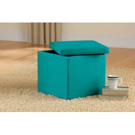 Urban Lifestyle Microsuede Storage Ottoman, 15"x15"x15", Teal